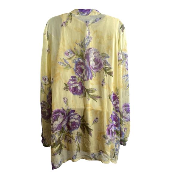 Susan Graver Yellow Floral Blouse - Picture 2 of 11